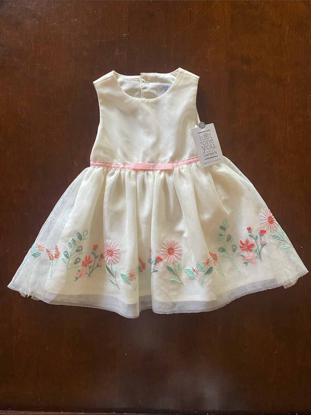 Baby White Embroidered Girls Tulle Dress with bloomers, Carter’s